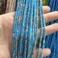 Blue African turquoise imperial jasper small cylinder tube beads for jewelry making diy - Blue Veined Turquoise (Tube) / 2*4mm (Approx. 38cm Strand)
