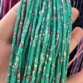 Natural stone cylinder tube beads 2x4mm in African turquoise green for DIY jewelry making - Green Vein Turquoise (Tube) / 2*4mm (Approx. 38cm Strand)