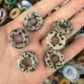 Natural Dalmatian Jasper stone donut beads for DIY jewelry making pendants - 15x4MM / Dalmatian Jasper