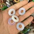 Natural white translucent agate doughnut stone beads for DIY jewelry making accessories - 15x4MM / Opal