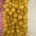 Yellow pumpkin and flower shaped natural stone beads for DIY jewelry making projects - 10mm / Topaz