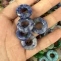 Natural blue sodalite stone donut beads for DIY jewelry making pendants and accessories - 15x4MM / Sodalite