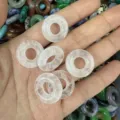 White agate stone donut beads for jewelry making and DIY crafts - 15x4mm (Hole Approx. 6mm) / White Crystal