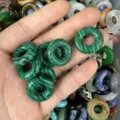 Green malachite pattern natural stone donut beads for DIY jewelry making accessories - 15x4mm (Hole Approx. 6mm) / Peacock Turquoise