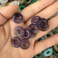 Natural purple amethyst donut loose beads with large hole for DIY jewelry making projects - 15x4MM / Purple Crystal