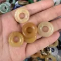 Handcrafted natural yellow agate stone donut shape loose beads for DIY jewelry making - 15x4MM / Natural Topaz