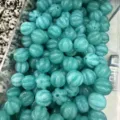 Mint green natural stone pumpkin-shaped loose beads for DIY necklace jewelry making - 10mm / Amazonite