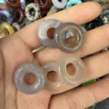 Natural grey and translucent agate donut loose beads for DIY jewelry and accessory making - 15x4MM / Grey Agate