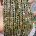 Perline in pietra naturale a cuore verde e rosa da 6mm per creazione di gioielli fai-da-te - 6x2mm (Circa 60 Perle Per Filo) / Unakite