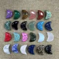 Assortiment 20mm natuursteen halve maan hangers in rozenkwarts agaat en tijgeroog decor - 20x6mm / Meerkleurig