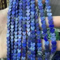 Perline blu a forma di cuore piatto da 6 mm in lapislazzuli per gioielli fai da te - 6x2mm (Circa 60 Perle Per Filo) / Lapislazzuli naturale