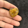 Cabochon en agate naturelle en forme de cœur avec motifs jaunes et marrons pour bijoux DIY - 10mm / Peau de Pastèque