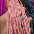 Handheld strands of 3mm natural pink shell heishi spacer beads for DIY jewelry making - 3mm (Approx. 39cm Per Strand) / Style 3