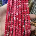 Perline in pietra rossa a forma di cuore da 6mm con venature marmoree bianche per bijoux DIY - 6x2mm (Circa 60 Perle Per Filo) / Diaspro Imperiale Rosso