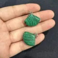 Grüner Naturstein 18mm fächerförmiger Ginkgoblatt-Anhänger für DIY Schmuck und Ketten - Malachit-Stein