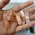 36x10mm Natur-Rosenquarz-Brückenanhänger mit orangefarbener Bänderung für DIY-Schmuck - 37x10x8mm / Rosa Aventurin