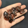 Natürlicher Mahagoni-Obsidian Anhänger Fächerform Ginkgoblatt für Schmuckherstellung - Roter und schwarzer Obsidian