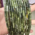 4x13mm green imperial stone tube beads for DIY bracelet and jewelry making - 29 Pieces/Strand / Dark Southern Jade