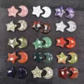 Poliertes Naturstein Stern und Mond Ornamente in verschiedenen Farben für DIY Schmuck - Ca. 30*8mm / Stern + Mond Gemischte Farben