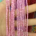 2mm small round pink shell loose beads for DIY handmade jewelry making accessories - 2mm (Approx. 38mm Strand) / Pink