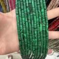 Green malachite style 4x13mm cylinder tube beads for DIY bracelet making and crafts. - 29 Pieces/Strand / Malachite-toned Stone