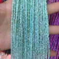 Multiple strands of 2mm mint green round shell beads for DIY jewelry making craft - 2mm (Approx. 38mm Strand) / Light Blue