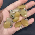 18 mm gelber Naturstein Anhänger in Fächerform Ginkgoblatt für die Schmuckherstellung - Natürliche Gelbe Jade
