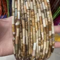 Natural stone 4x13mm cylinder beads for DIY jewelry making and bracelets - 29 Pieces/Strand / Jasper