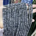 Natural grey stone rondelle spacer beads 4*6mm for professional DIY jewelry making - 90 Pieces/Pack / Larvikite