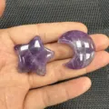 Detailansicht von polierten lila Amethyst Mond und Stern Steinornamenten für DIY-Schmuck - Amethyst (Stern und Mond Set) / Ca. 30*8mm / Lila
