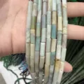 4x13mm natural stone cylindrical tube beads for DIY jewelry making and bracelet supplies - 29 Pieces/Strand / Natural Amazonite