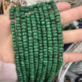 4x6mm natural green striped malachite style abacus beads for DIY jewelry necklace making - 90 Pieces/Pack / Malachite-toned Stone