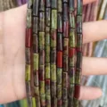 Natural 4x13mm Unakite cylinder tube beads strands for DIY jewelry making and bracelets - 29 Pieces/Strand / Natural Picasso Jasper