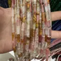 Natural 4x13mm cylindrical stone beads for DIY jewelry making accessories and bracelets - 29 Pieces/Strand / Watermelon Skin (Striped)