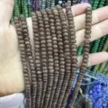 High-quality 4x6mm natural smokey brown stone abacus rondelle beads for DIY jewelry making - 90 Pieces/Pack / Unakite Stone