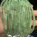 Natural light green stone cylindrical tube beads 4x13mm for DIY bracelet making - 29 Pieces/Strand / Natural Green Aventurine