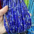 Blue imperial stone tube beads 4x13mm for DIY jewelry making, bracelets, and crafts - 29 Pieces/Strand / Royal Blue Imperial Stone