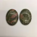 Deux cabochons ovales en jaspe unakite pour la fabrication de bijoux - Ovale 30*40mm / Unakite