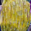 4x13mm translucent yellow tube beads for DIY jewelry making and bracelets - 29 Pieces/Strand / Agate