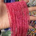 High quality 2mm vibrant pink round shell beads strands for DIY jewelry and accessory making - 2mm (Approx. 38mm Strand) / Rose Red (8)