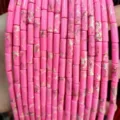 Natural style pink 4x13mm tube beads with marble pattern for DIY jewelry and bracelets - 29 Pieces/Strand / Pink Imperial Stone