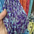 4*13mm cylindrical imperial stone beads with purple and blue marble pattern for DIY - 29 Pieces/Strand / Purple Green Emperor Pine