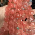 Pink faceted natural stone beads in heart drop shape for DIY jewelry making accessories - Heart / 13x13x6mm (Approx 27 Pcs/Strand) / Watermelon red