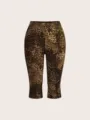 Women's fashion leopard print high waist casual cropped leggings shorts for daily wear. - S / Bottoms / Khaki Leopard