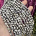 6mm faceted Dalmatian jasper coin beads for DIY jewelry making and bracelet crafting - Spotted Stone