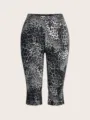 Black and white leopard print women casual shorts digital print cropped trousers. - S / Bottoms / Black Grey Leopard Print
