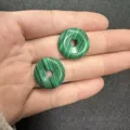 Natural green striped stone Ping An Kou donut bead 20mm for DIY jewelry making crafts - 10 Pieces/Pack / Peacock Turquoise