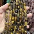Tiger's eye natural stone leaf beads for DIY jewelry making accessories - 10x14x6 (15 Beads Per Strand) / Tiger's Eye