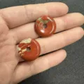 20mm natural red jasper stone ping'an buckle beads for DIY jewelry making - 10 Pieces/Pack / Red Jasper