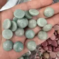 Round pale green natural stone cabochons flatback beads for DIY jewelry making handmade crafts - 4mm / Amazonite